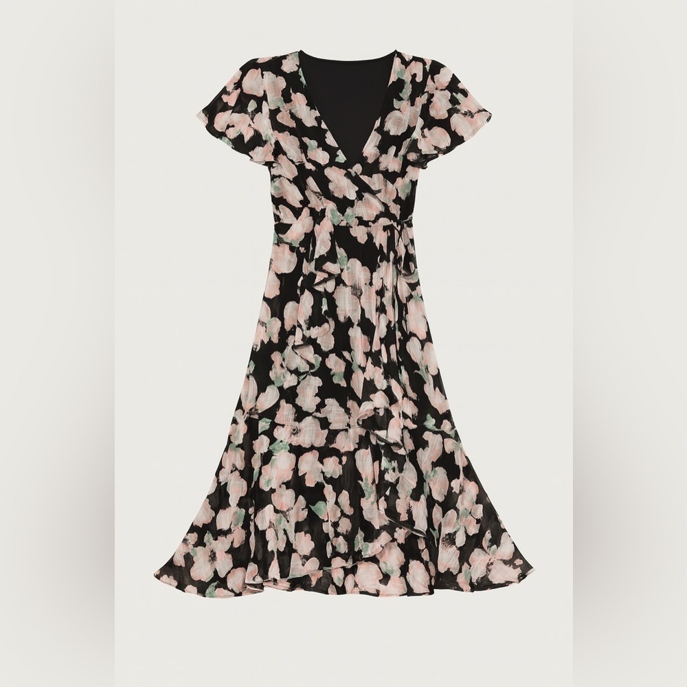 Tanya Taylor vneck maxi dress floral flutter sleeve